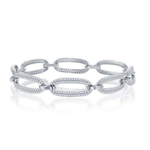 Rolex Inspired Micro Pave Link Bracelet in Italian Sterling Silver