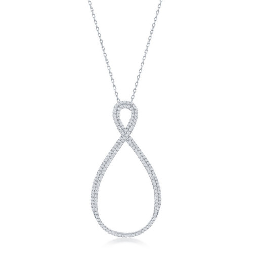 Large Infinity Design Teardrop Shaped Pendant With Extendable Length Chain