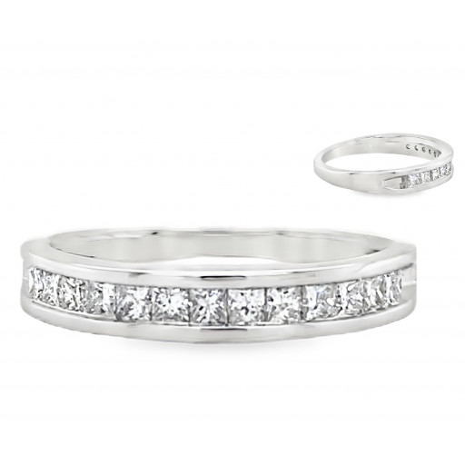 Channel Set Princess Cut Diamond Band in 10K White Gold