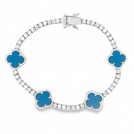 Van Cleef Inspired Turquoise Station Bracelet in Italian Sterling Silver