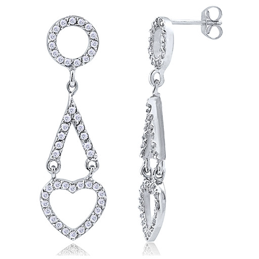 Tiffany Inspired Swarovski Cubic Zirconia Circle of Love & Heart Earrings Earrings in Italian Sterling Silver