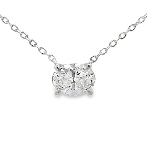 East West Pear Cut Diamond Necklace In Italian Sterling Silver