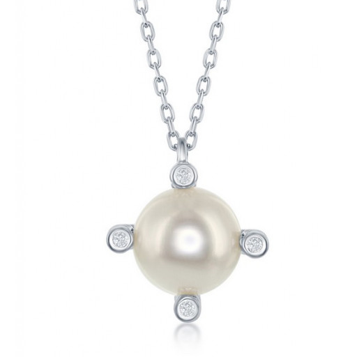 Mikimoto Inspired Freshwater Pearl Rope Design Necklace in Italian Sterling Silver