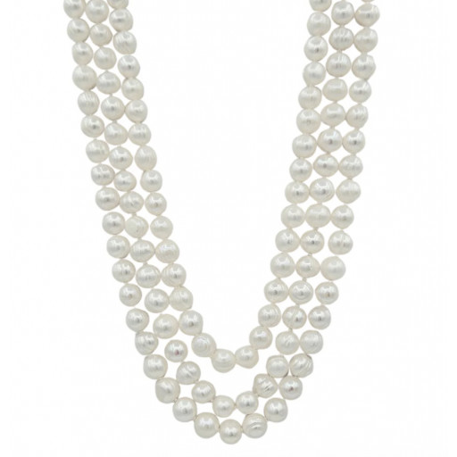 Mikimoto Inspired Triple Stranded Freshwater Pearl Necklace