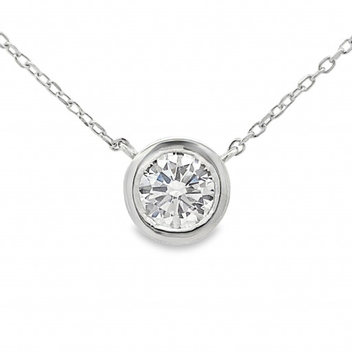 Round Brilliant Cut Bezel Set Diamond Necklace