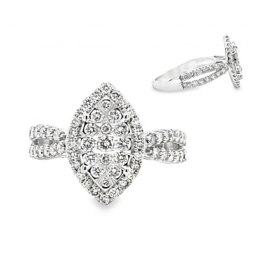 Tiffany Inspired Round Brilliant Cut Diamond Ring in 10K White Gold