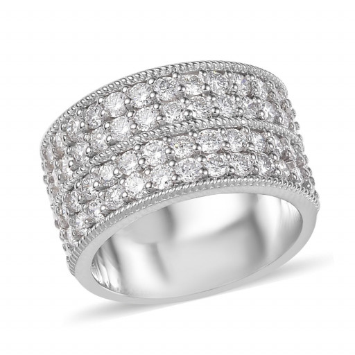 Harry Winston Inspired Round Brilliant Cut Multi Row Diamond Ring