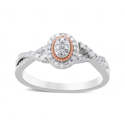 Tacori Inspired Two Tone Diamond Halo Ring