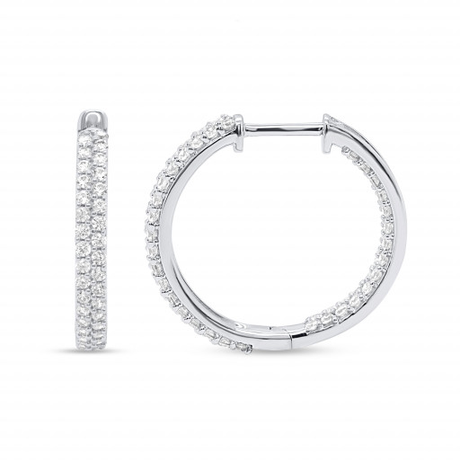 Tiffany Inspired Inside/Outside Round Brilliant Cut Diamond Hoop Earrings