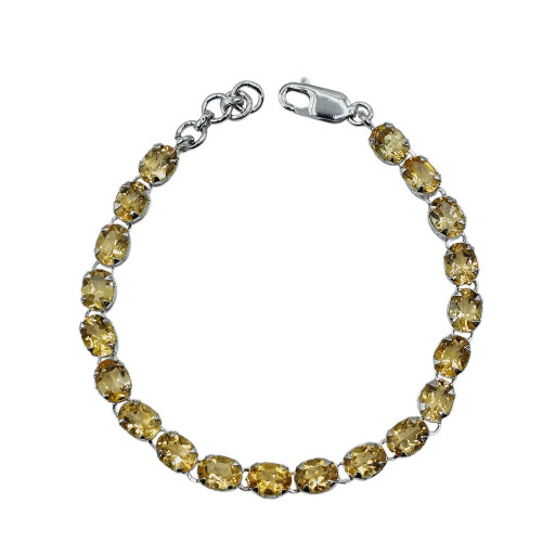 Harry Winston Inspired Oval Citrine Gemstone Bracelet in Italian Sterling Silver