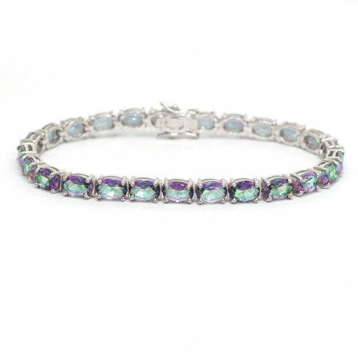 Harry Winston Inspired Oval Mystic Topaz Gemstone Bracelet in Italian Sterling Silver