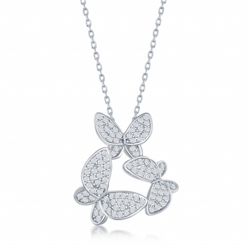 Tiffany Inspired Multi Butterfly Necklace in Italian Sterling Silver