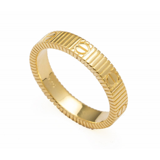 Cartier Inspired Ribbed Love Ring in Yellow Gold Plated Italian Sterling Silver