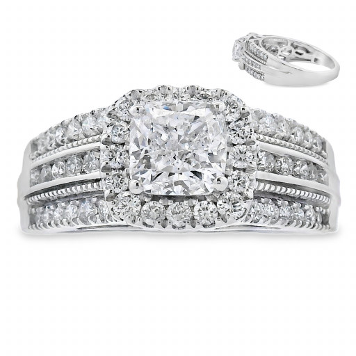 Harry Winston Inspired Multi Row Diamond Ring in 10K White Gold