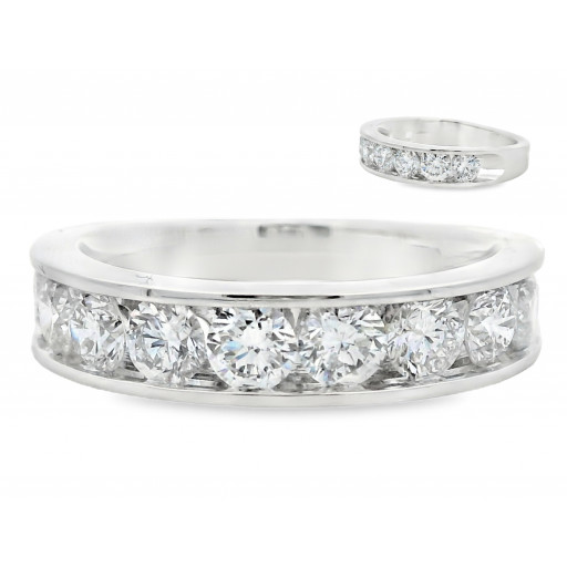 Round Brilliant Cut Channel Set Diamond Ring in 14K White Gold