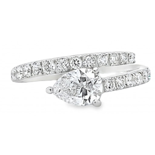 Harry Winston Inspired Pear Shape & Round Brilliant Cut Diamond Wrap Ring