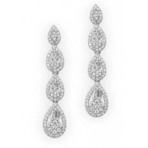 Harry Winston Inspired Swarovski Cubic Zirconia Drop Earrings in Italian Sterling Silver