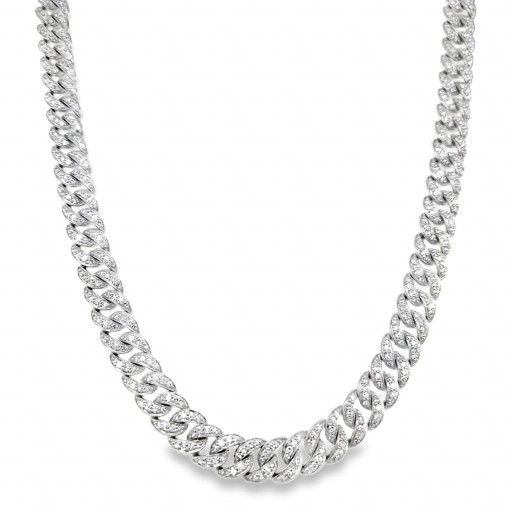 Cuban Link Round Brilliant Cut Diamond Necklace