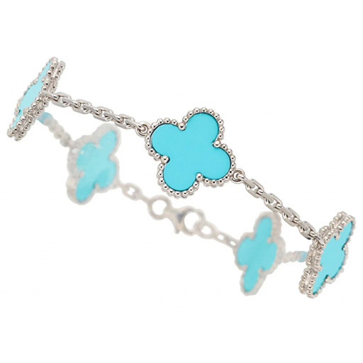 Van Cleef Inspired Turquoise Bracelet in Italian Sterling Silver