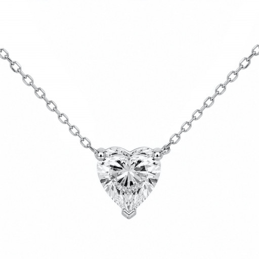Tiffany Inspired Heart Shape Diamond Solitaire Pendant