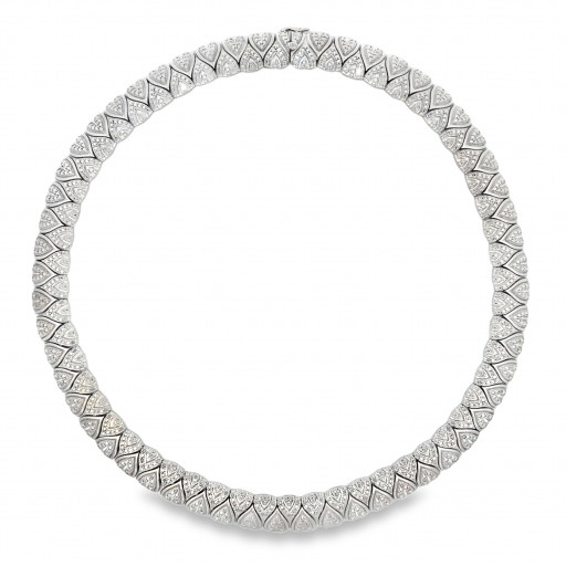 Rolex Inspired Round Brilliant Cut Diamond Necklace in Italian Sterling Silver