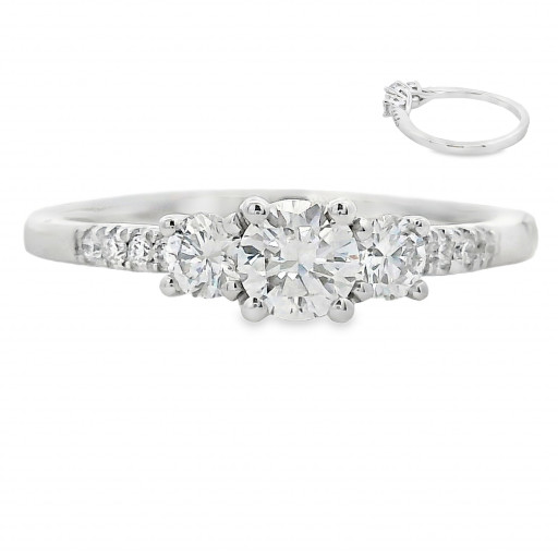 Round Brilliant Cut Past, Present & Future Diamond Ring in 10K White Gold