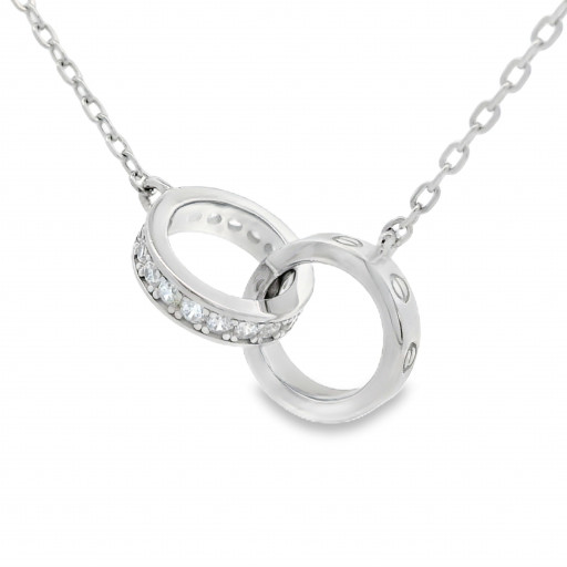 Cartier Inspired Interlocking Circles of Love Necklace in Italian Sterling Silver