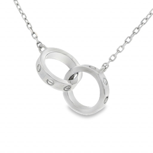 Cartier Inspired Interlocking Circles of Love Necklace in Italian Sterling Silver
