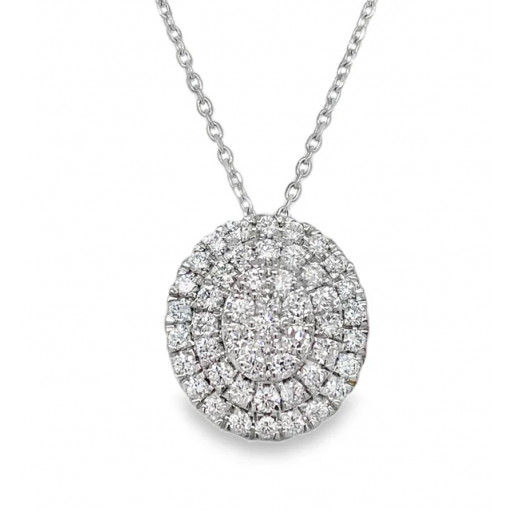 Harry Winston Inspired Multi Row Round Brilliant Cut Diamond Halo Pendant