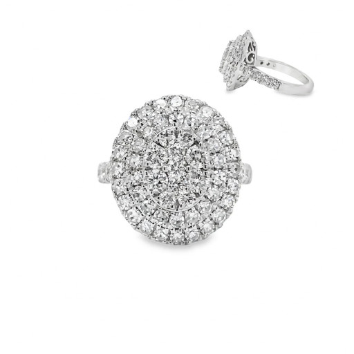 Harry Winston Inspired Multi Row Round Brilliant Cut Diamond Halo Ring