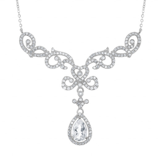 Harry Winston Elaborate White Topaz Drop Necklace in Italian Sterling Silver