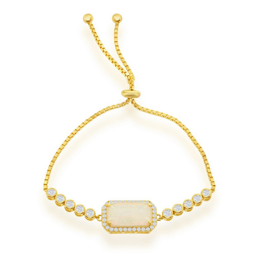 Rectangular Bolo Bracelet in Yellow Gold Plated Italian Sterling Silver