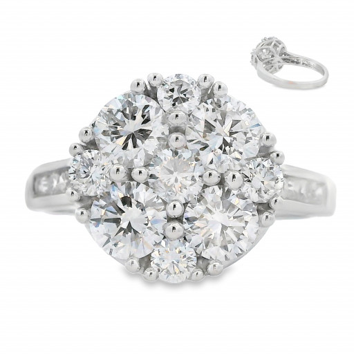 Harry Winston Inspired Round Brilliant Cut Diamond Cluster Ring