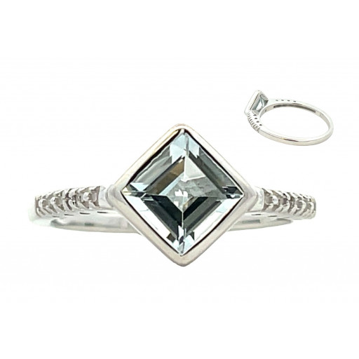 Tiffany Inspired Aquamarine Ring in Italian Sterling Silver