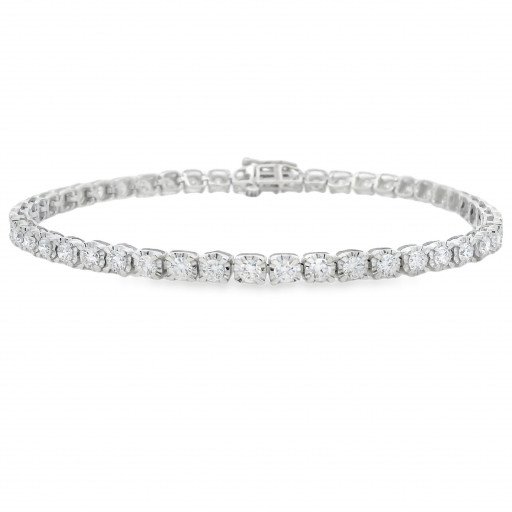 Round Brilliant Cut Individually Set Diamond Tennis Bracelet