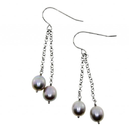 Chandelier Style Silver Freshwater Cultured Pearl Earrings in Italian Sterling Silver
