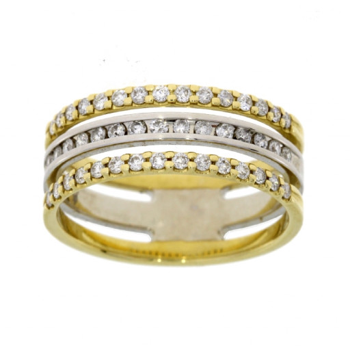 Cartier Inspired Stacked Multi Row Diamond Ring in Two Tone 10K Gold .75 TDW
